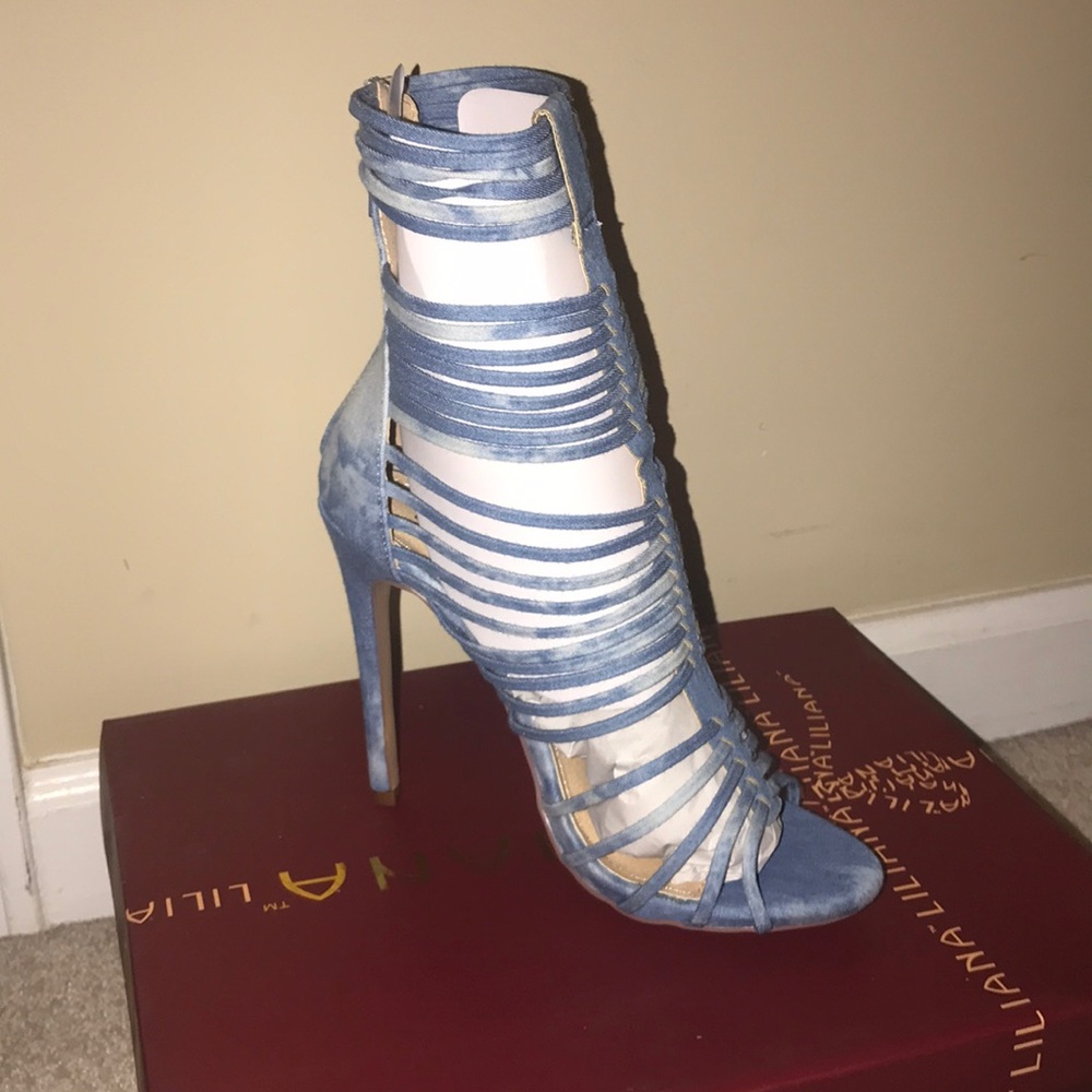 High heel denim caged scandal